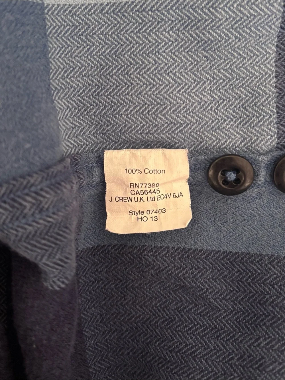 J Crew Sporting Goods 100% Cotton Blue Checkered Flannel Button Down Large Tall